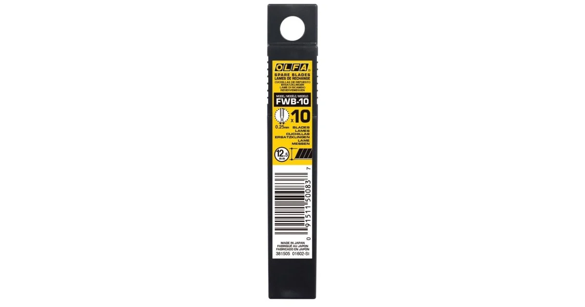 10 lames de cutter sécables FWB-10 Excel Black, spéciales papier peint 12,5 mm - OLFA