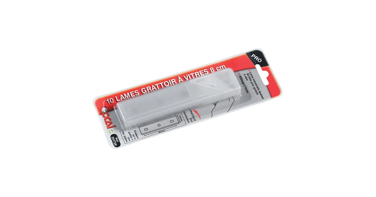 10 lames pour grattoir à vitre & carreaux 8 cm - OCAI