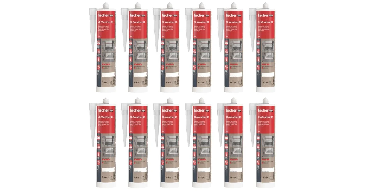 12 cartouches mastic spécial étanchéité All Wheater transparent 310 ml - FISCHER
