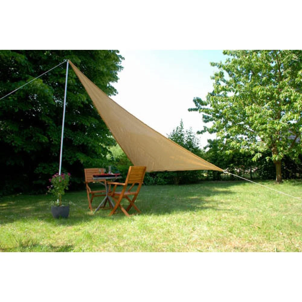 Voile d'ombrage triangle TAMPA beige - 360x360x360cm + accessoires - reconditionnéConfortex