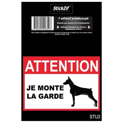 1 AdhésifAttention Je Monte La Garde - STICKZIF