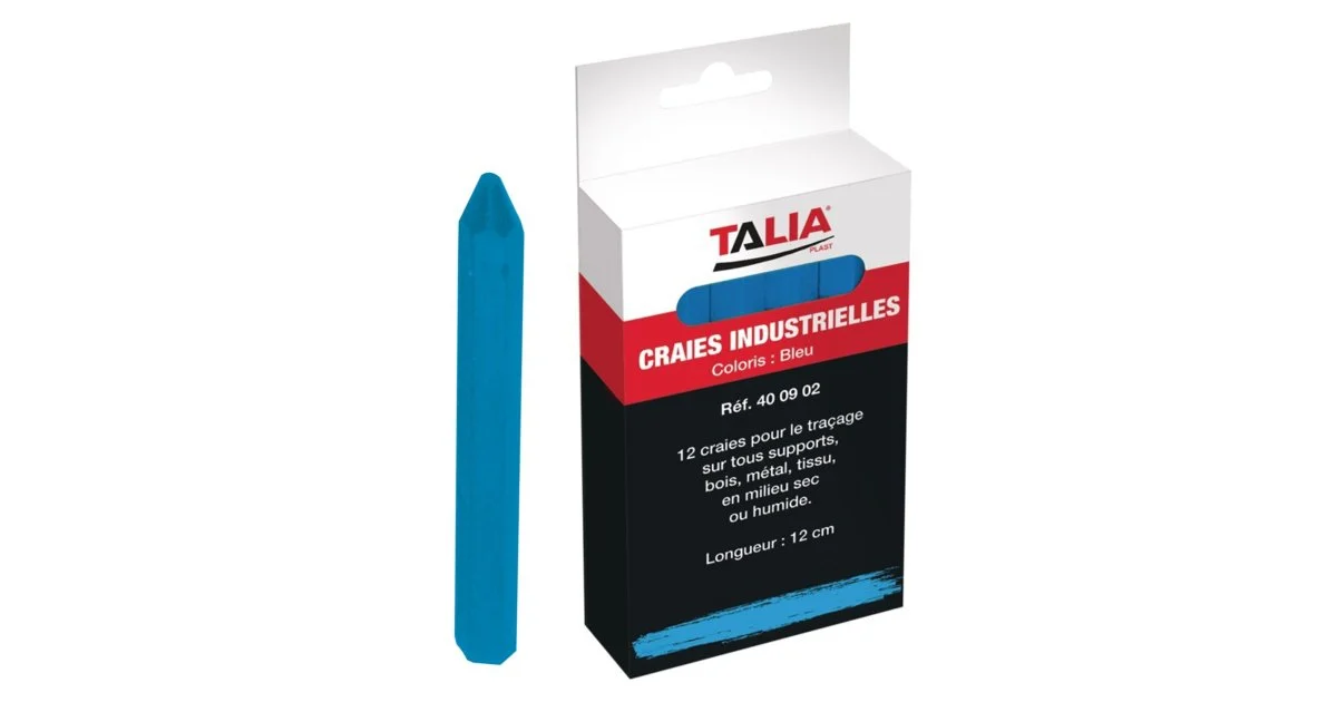 Craie industrielle hexagonale bleue Boite de 12 TALIAPLAST