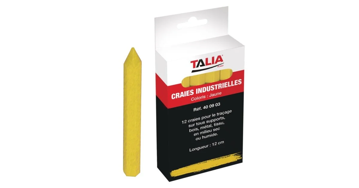 Craie industrielle hexagonale jaune Boite de 12 TALIAPLAST