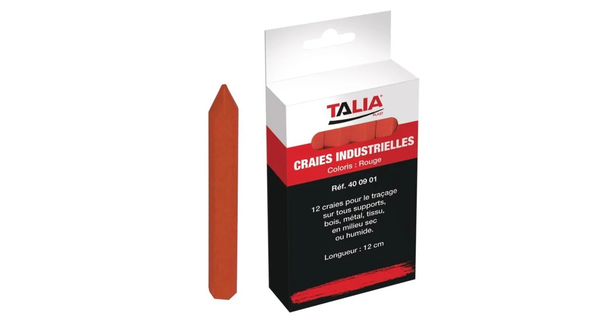 Craie industrielle hexagonale rouge Boite de 12 TALIAPLAST