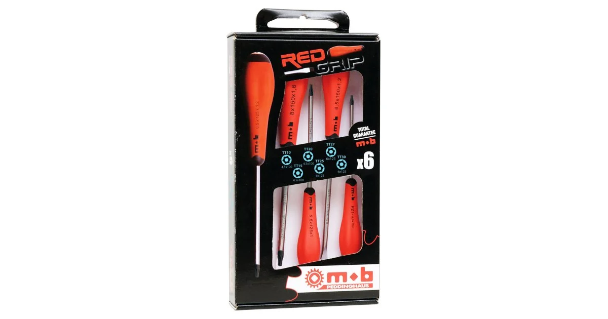 Jeu de 6 tournevis Tamper Torx Red Grip - MOB