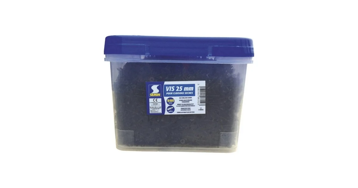 Seau de 10000 vis pour plaques de plâtres 3,5 x 25 mm - SEMIN