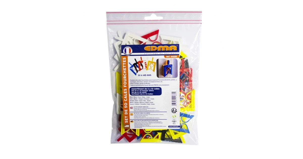 Set de 50 cales fourchettes ( 1 à 5 mm ) EDMA