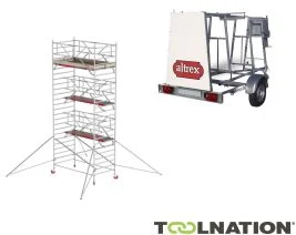 Altrex TX420021AANHANGERDELUXE RS TOWER 42-S 8.2m hauteur de travail Bois 2.45 Safe-Quick 2 Garde-corps + remorque d'échafaudage DeLuxe 185/245