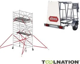 Altrex TX520051AANHANGERDELUXE RS TOWER 52-S 6.2m hauteur de travail Bois 2.45 Safe-Quick 2 Garde-corps + remorque d'échafaudage DeLuxe 185/245