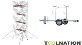 Altrex TX420022AANHANGER RS TOWER 42-S 10.2m hauteur de travail Bois 2.45 Safe-Quick 2 Garde-corps + remorque d'échafaudage 185/245