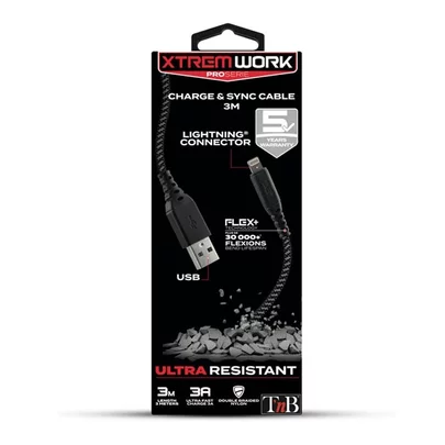 XTREM WORK CABLE USB 2.0/LIGHTNING 3M - CBLXTREM3 - TNB