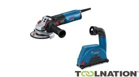 Bosch Bleu 0615A5004R GWS 14-125 Meuleuse d'angle 125mm 1400W + GDE 115/125 FC-T Capot d'aspiration