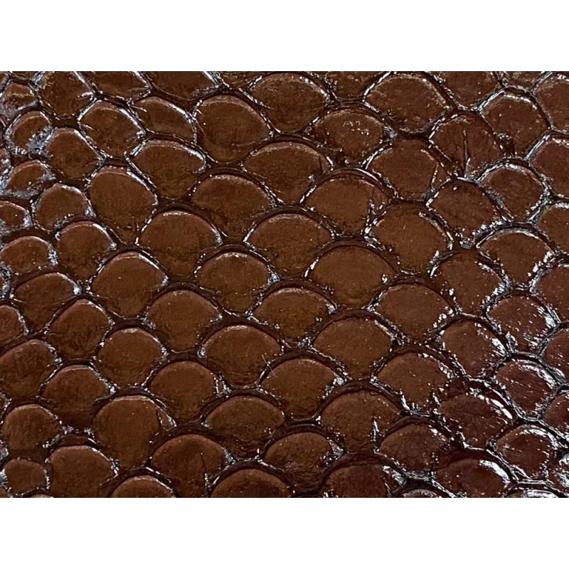 Peau de cuir de poisson Tilapia - Marron glossy